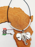 Elephant Necklace Silver Jewelry Leather Ethnic