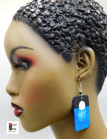 Moon Earrings Night Time Jewelry Water Waves Hand Painted Wooden