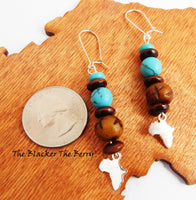 Silver Africa Beaded Earrings Turquoise Jewelry Women