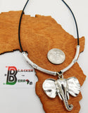 Elephant Necklace Silver Jewelry Leather Ethnic
