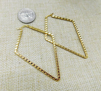 Gold Tone Earrings Stainless Steel Hoop large  Long Women Jewelry