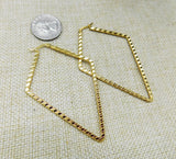 Gold Tone Earrings Stainless Steel Hoop large  Long Women Jewelry