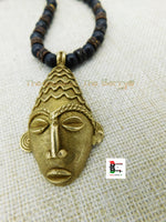 African Men Necklaces Afrocentric Ethnic Beaded Black Brass Tribal Black Owned