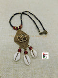 African Adinkra Ese Necklace Beaded Black Red Handmade Cowrie Black Owned Jewelry
