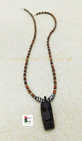 Africa Mask Face Necklace Small Carved Beaded Jewelry Black Owned