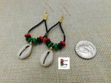 RBG Earrings Leather Pan African Red Black Green Jewelry Women Handmade