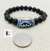 Gye Nyame Bracelet Size 7 1/4 Inches African Adinkra Afrocentric Stretch Black White