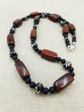 Ethnic Men Necklaces Beaded Wooden Stone Handmade Jewelry Long Black Owned