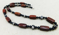 Ethnic Men Necklaces Beaded Wooden Stone Handmade Jewelry Long Black Owned