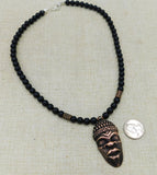 African Warrior Men Necklace Face Mask Pendant Beaded Jewelry Black Owned