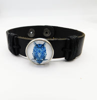 Black Leather Adjustable Bracelet Snap Jewelry