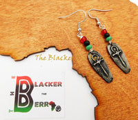 Ankh Earrings Pewter Jewelry RBG Handmade Egyptian Women Pan African