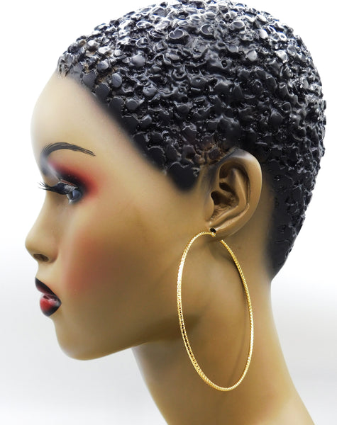 Gold Tone Hoop Earrings Stainless Steel Hoop Extra Large round Women Jewelry