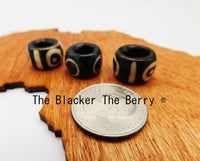 Large Hole Hair Accessories Dreads Loc Jewelry Set of 3 Bone Carved Ethnic Black Owned Business Twist Braids