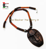 African Mask Necklace Wooden Beaded Jewelry Ghana Handmade Black Owned Business
