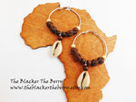 Hoop Earrings Beaded Cowrie Shell Ethnic Jewelry Silver Women