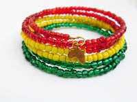 Africa Bracelet Beaded Jewelry Red Yellow Green Gold Handmade The Blacker The Berry