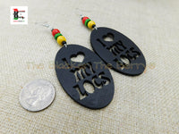 Love My Locs Earrings, Rasta. Wooden Dreadlock earrings, Wood dread loc hair earrings, Dangle African Ethnic