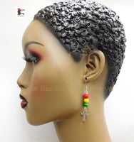 Ankh Earrings Silver Small Rasta Dangle Handmade Jewelry Ethnic Afrocentric