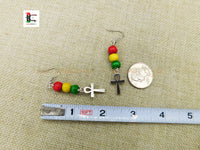 Ankh Earrings Silver Small Rasta Dangle Handmade Jewelry Ethnic Afrocentric