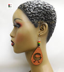 Wooden Sankofa Earrings Large African Adinkra Ethnic Jewelry Red Green Yellow Black Women Rasta