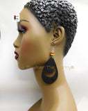 Wooden Sankofa Earrings Large African Adinkra Ethnic Jewelry Red Green Yellow Black Women Rasta