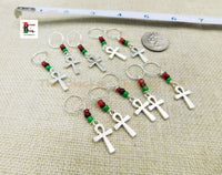 Ankh Hair Jewelry RBG Accessories Set of 10 Braids Twist Silver Pan African Black Owned