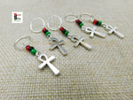 Ankh Hair Jewelry RBG Accessories Set of 10 Braids Twist Silver Pan African Black Owned