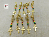 Ankh Hair Jewelry Rasta Red Green Yellow Black Handmade Accessories Black Owned