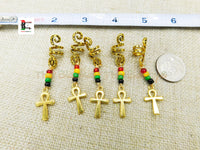 Ankh Hair Jewelry Rasta Red Green Yellow Black Handmade Accessories Black Owned