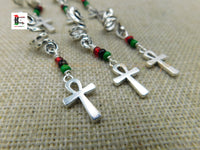 Ankh Hair Jewelry Red Green Black Handmade Accessories Pan African Black Owned Silver