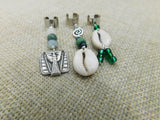 Cowrie Egyptian Hair Jewelry Green Accessories Set of 3 Braids Twist Silver Black Owned