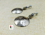 Silver Hammered Clip On Earrings Beaded Dangle Women Ethnic Jewelry Black Owned
