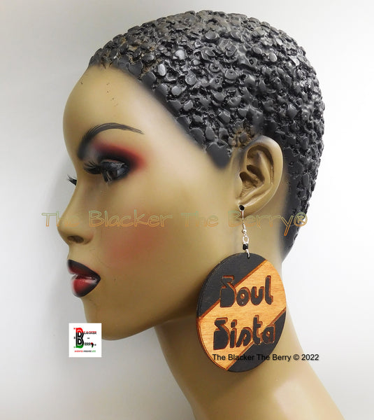 Soul Sista Earrings Jewelry Wooden Black Owned Non Pierced