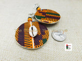 Clip On Earrings African Jewelry Cowrie Ankara Handmade Black Owned Wooden