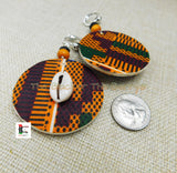 Clip On Earrings African Jewelry Cowrie Ankara Handmade Black Owned Wooden