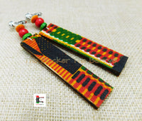 African Kente Clip On Earrings Handmade Jewelry Ankara Black Owned