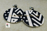 African Clip On Earrings Ankara Jewelry Handmade Black White Black Owned