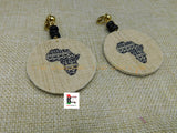 African Clip On Earrings Ankara Jewelry Black Beige Beaded Handmade Black Owned