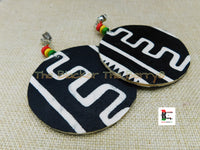 African Clip On Earrings Ankara Jewelry Black White Beaded Handmade Black Owned