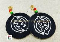 Gye Nyame African Clip On Earrings Ankara Jewelry Black White Beaded Handmade Black Owned