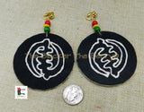 Gye Nyame African Clip On Earrings Ankara Jewelry Black White Beaded Handmade Black Owned