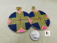 Clip On Earrings Ankara Jewelry Pink Gold Blue Beaded Handmade Black Owned