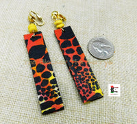 Ankara Clip On Earrings Handmade Jewelry Black Pink Yellow White Black Owned