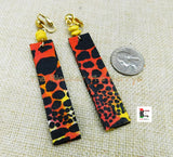 Ankara Clip On Earrings Handmade Jewelry Black Pink Yellow White Black Owned