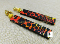 Ankara Clip On Earrings Handmade Jewelry Black Pink Yellow White Black Owned