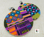 African Clip On Earrings Ankara Jewelry Purple Yellow Blue Beaded Handmade Black Owned
