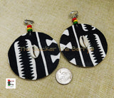 African Large Clip On Earrings Ankara Jewelry Black White Beaded Handmade Black Owned