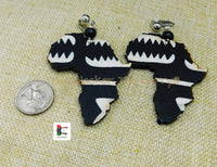 Africa Clip On Earrings Ankara Jewelry Handmade Black White Black Owned
