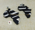 Africa Clip On Earrings Ankara Jewelry Handmade Black White Black Owned